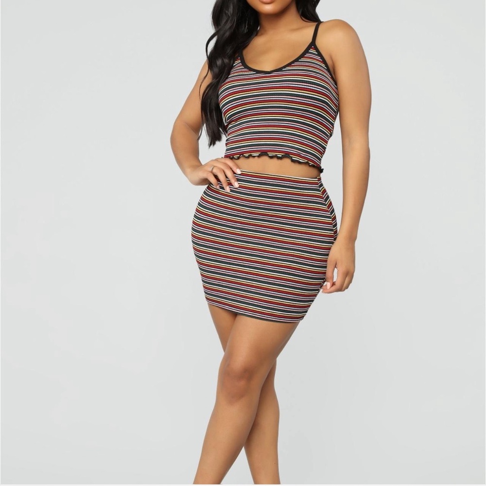 Mini Multi Color Pencil Skirt Set